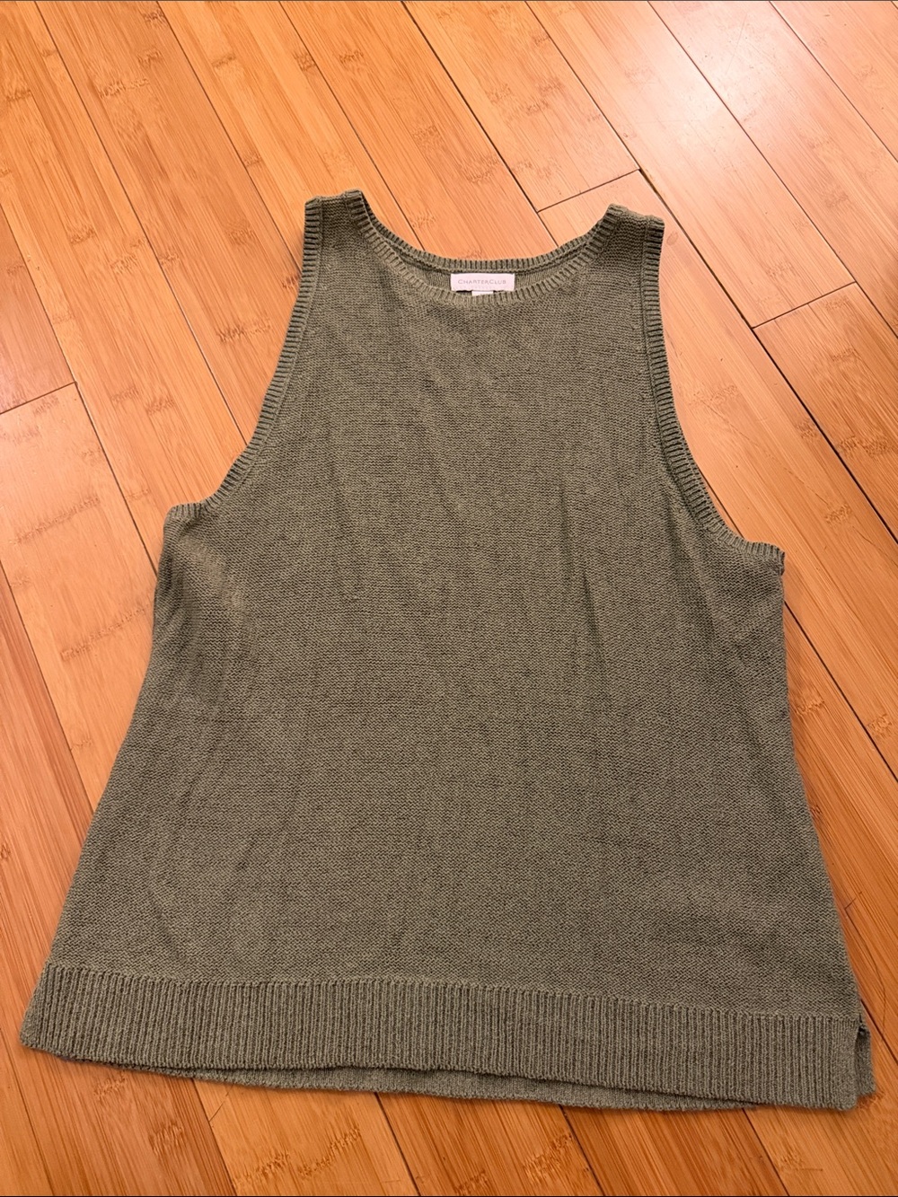 Charter Club Olive Knit Sleeveless Tank